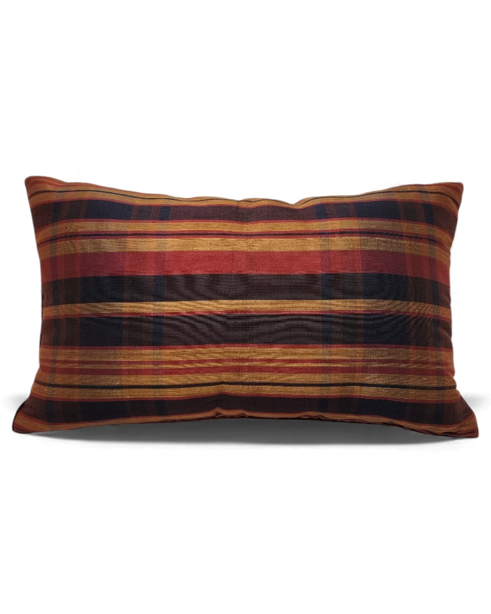 Patterned Silk Lumbar Cushion - Black Sunset