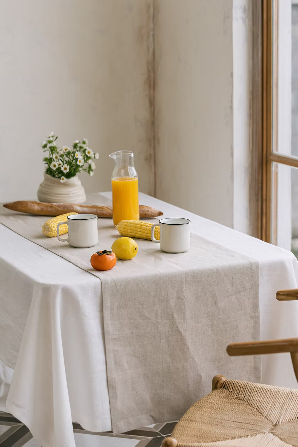 Stone Colour Classic Linen Runner