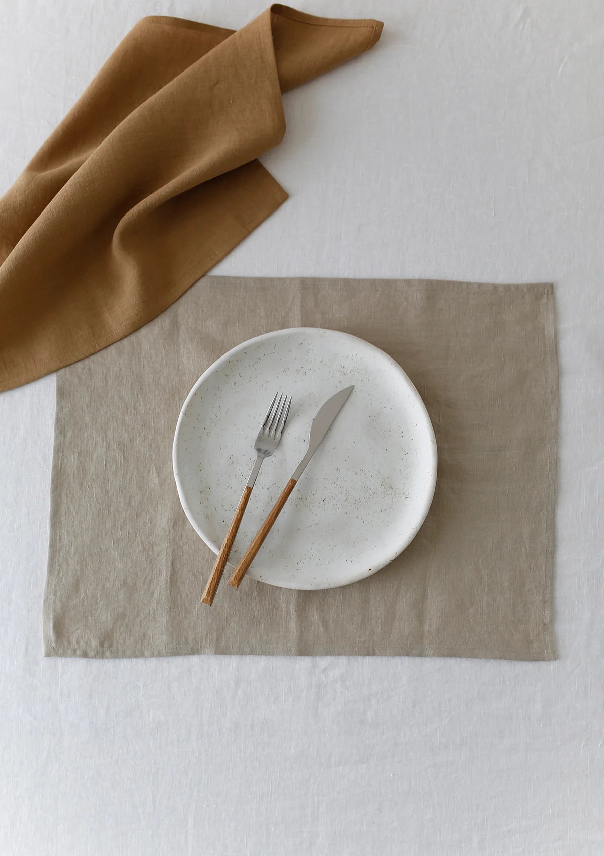 Stone Colour Classic Linen Placemat - Set of 4