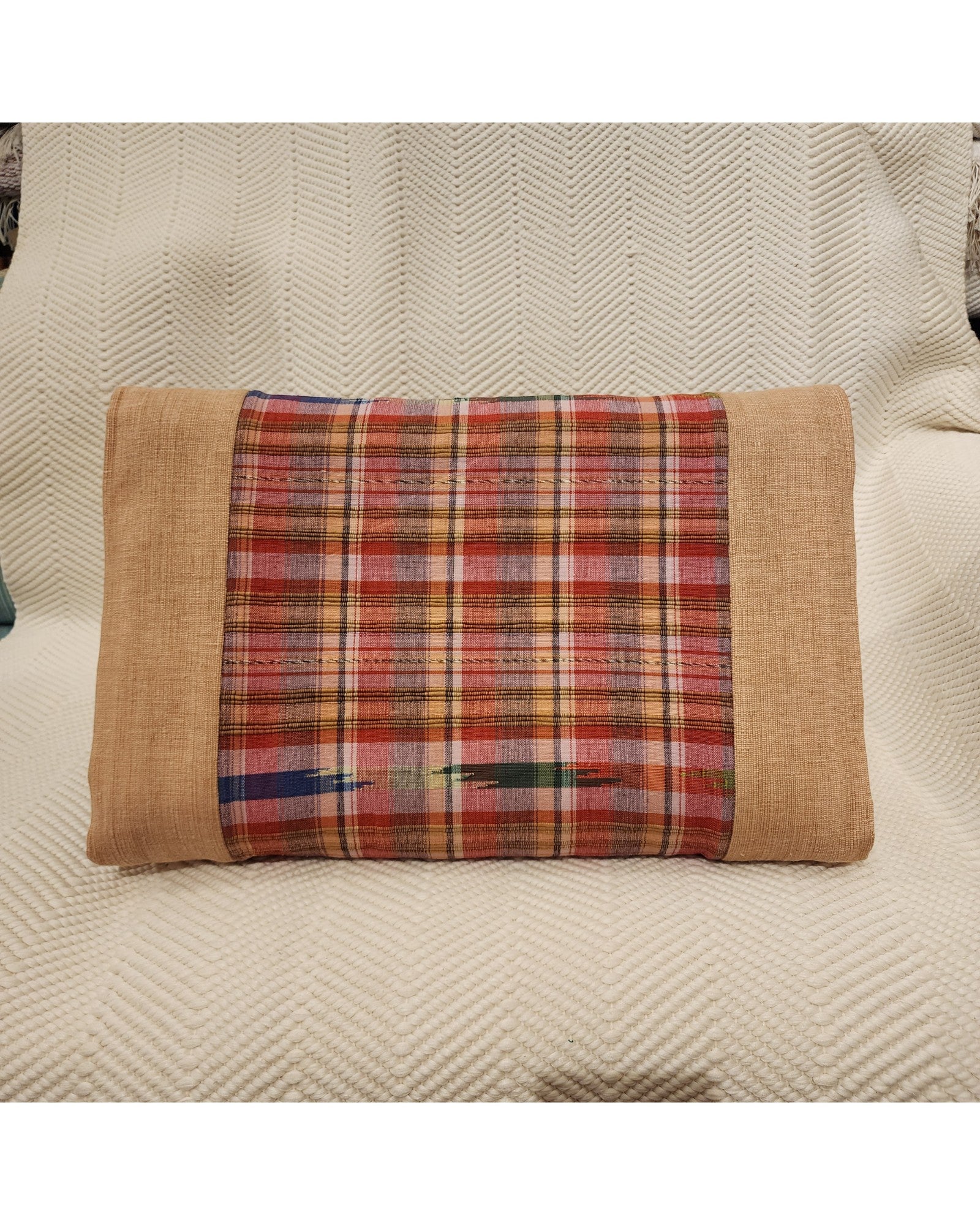 Triangular Cushion with Cotton Cover -  "Pakhao ma" Thai Pattern ผ้าขาวม้า