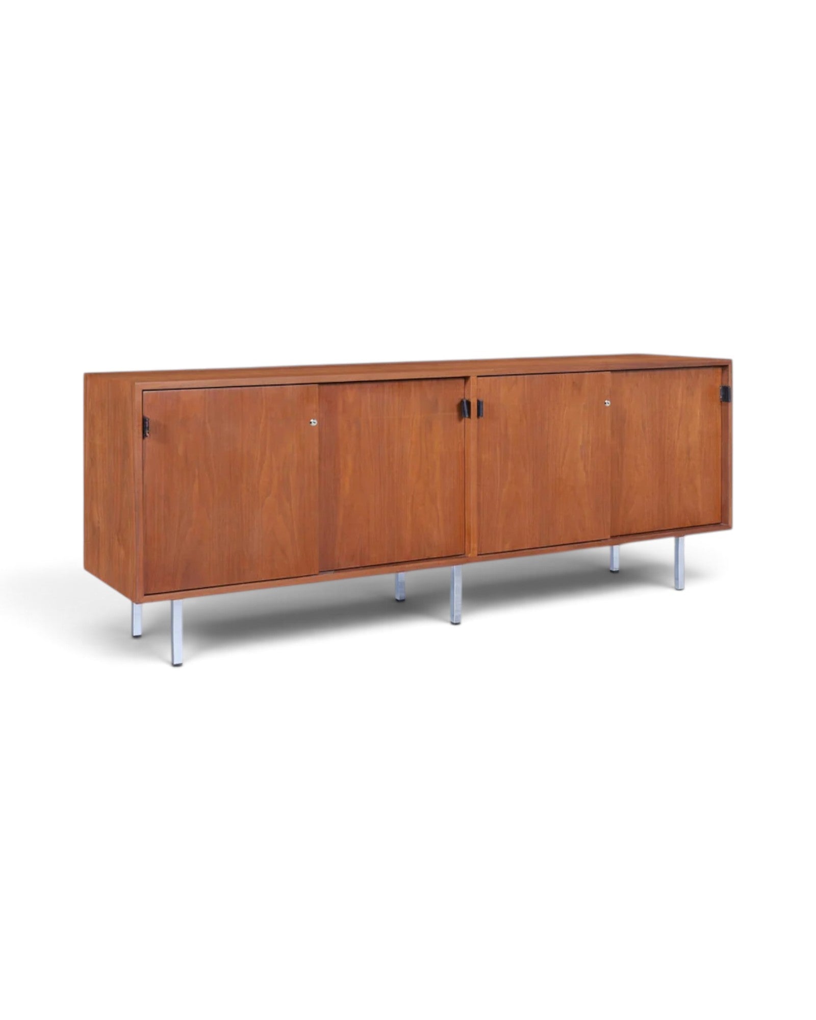 Mid-Century Modern Walnut and Chrome Credenza by Florence Knoll