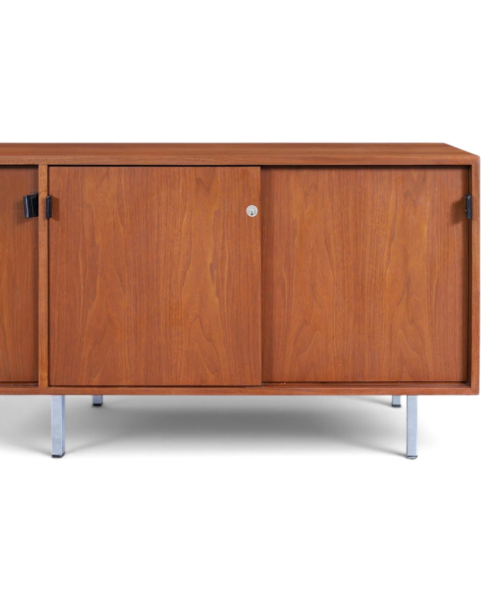 Mid-Century Modern Walnut and Chrome Credenza by Florence Knoll