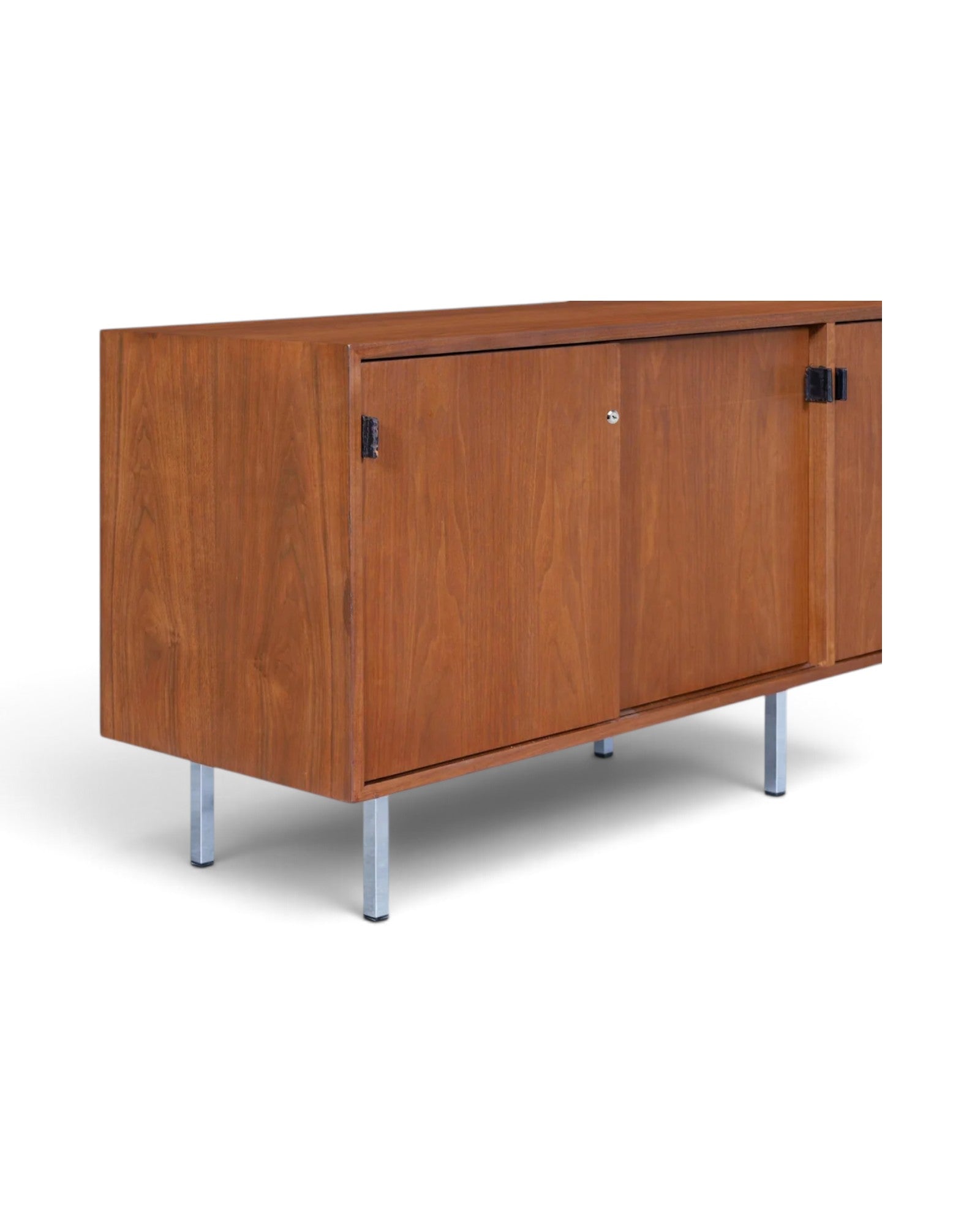 Mid-Century Modern Walnut and Chrome Credenza by Florence Knoll