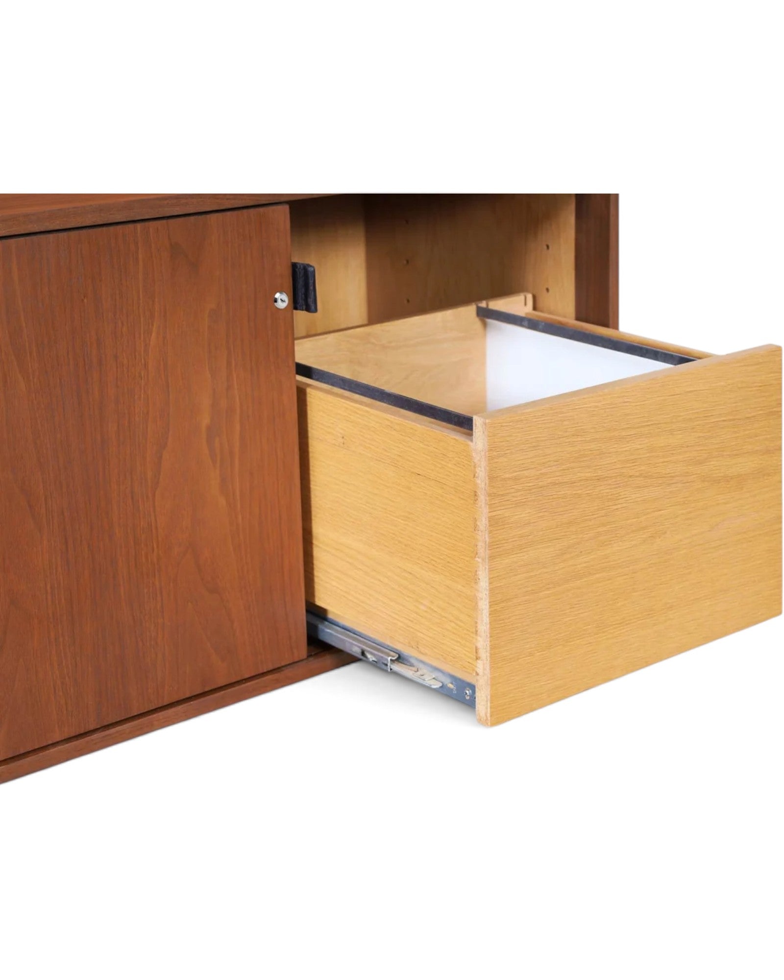 Mid-Century Modern Walnut and Chrome Credenza by Florence Knoll