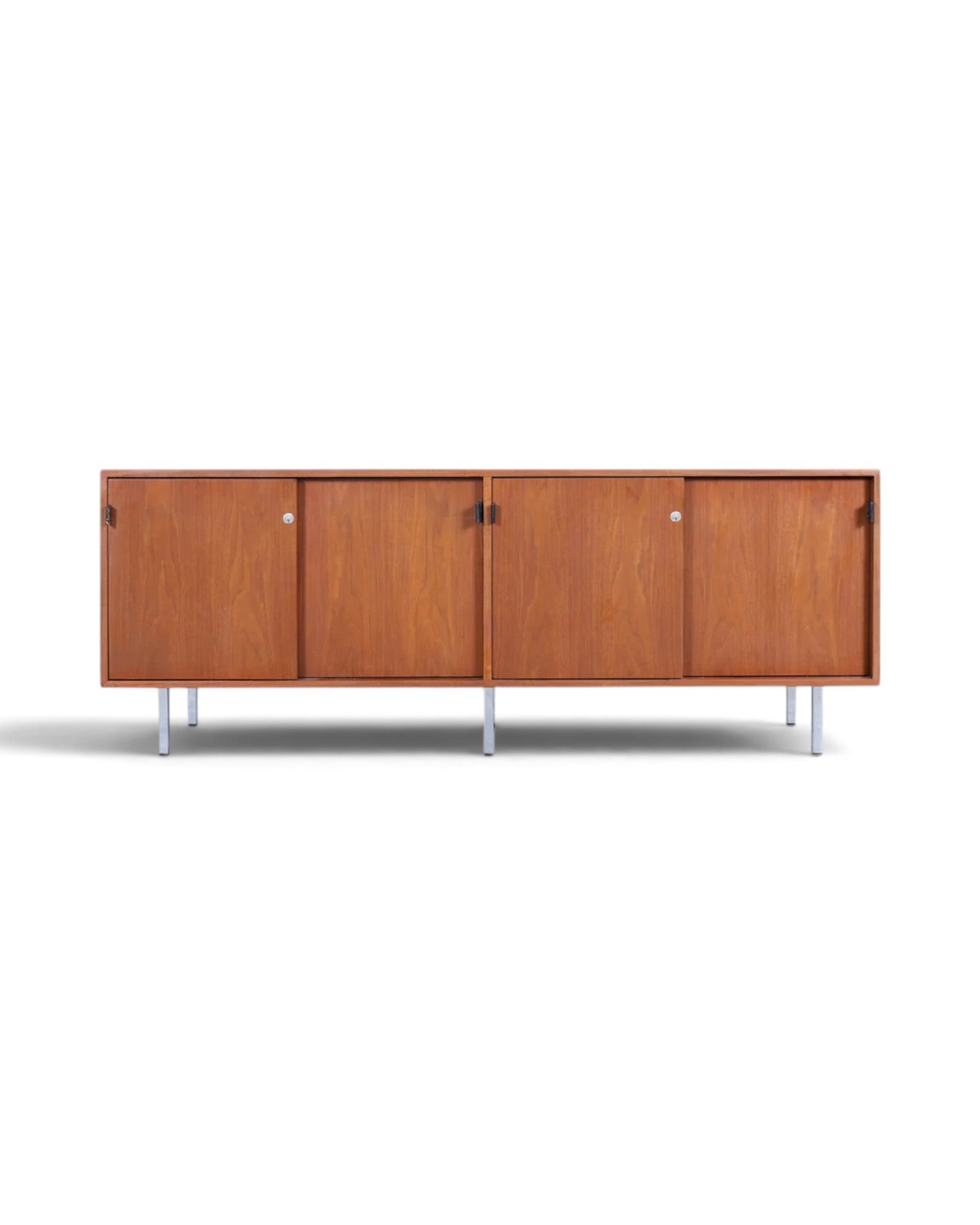 Mid-Century Modern Walnut and Chrome Credenza by Florence Knoll
