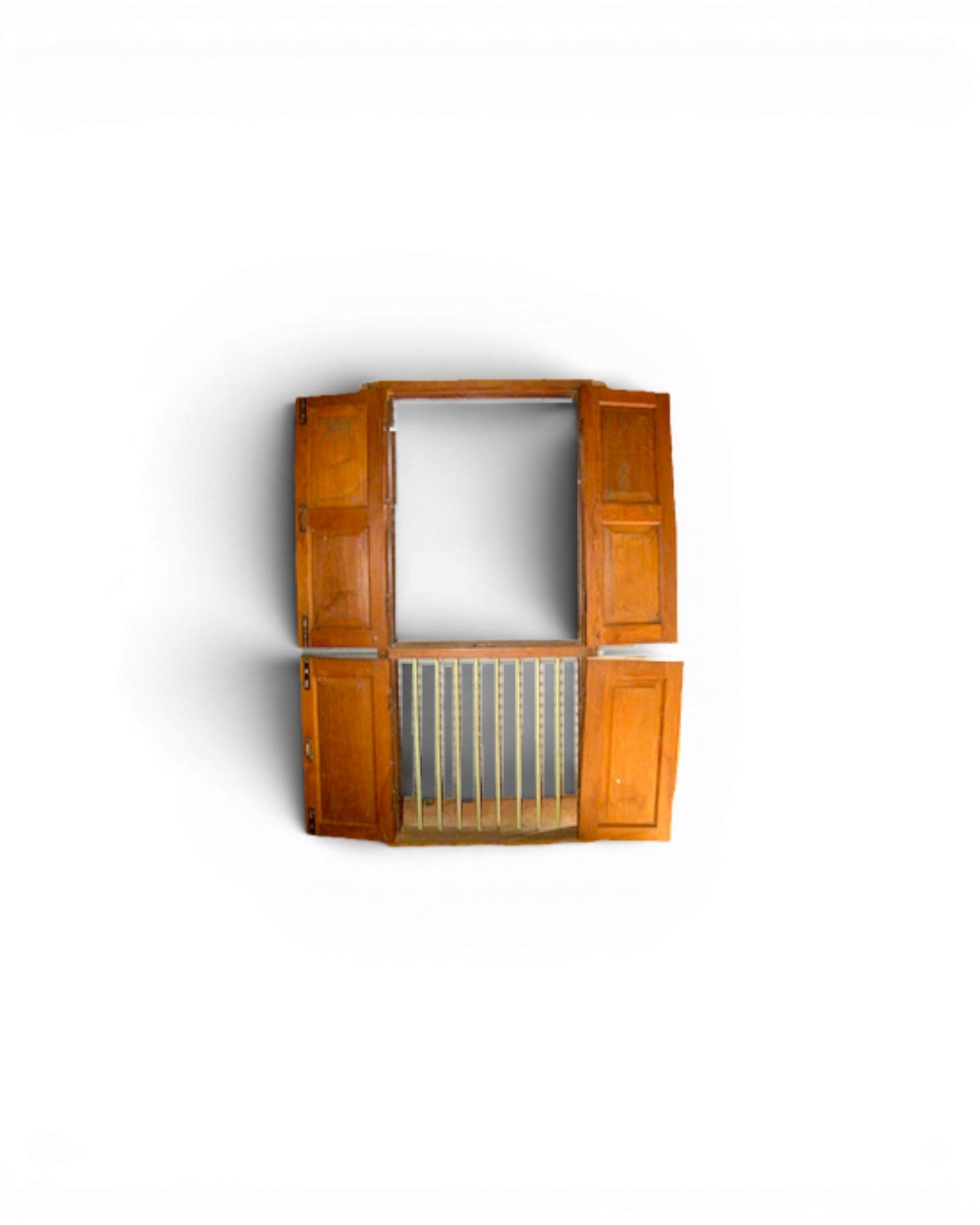 Teak - Window with Protective Lower Bars - 1930s (L)