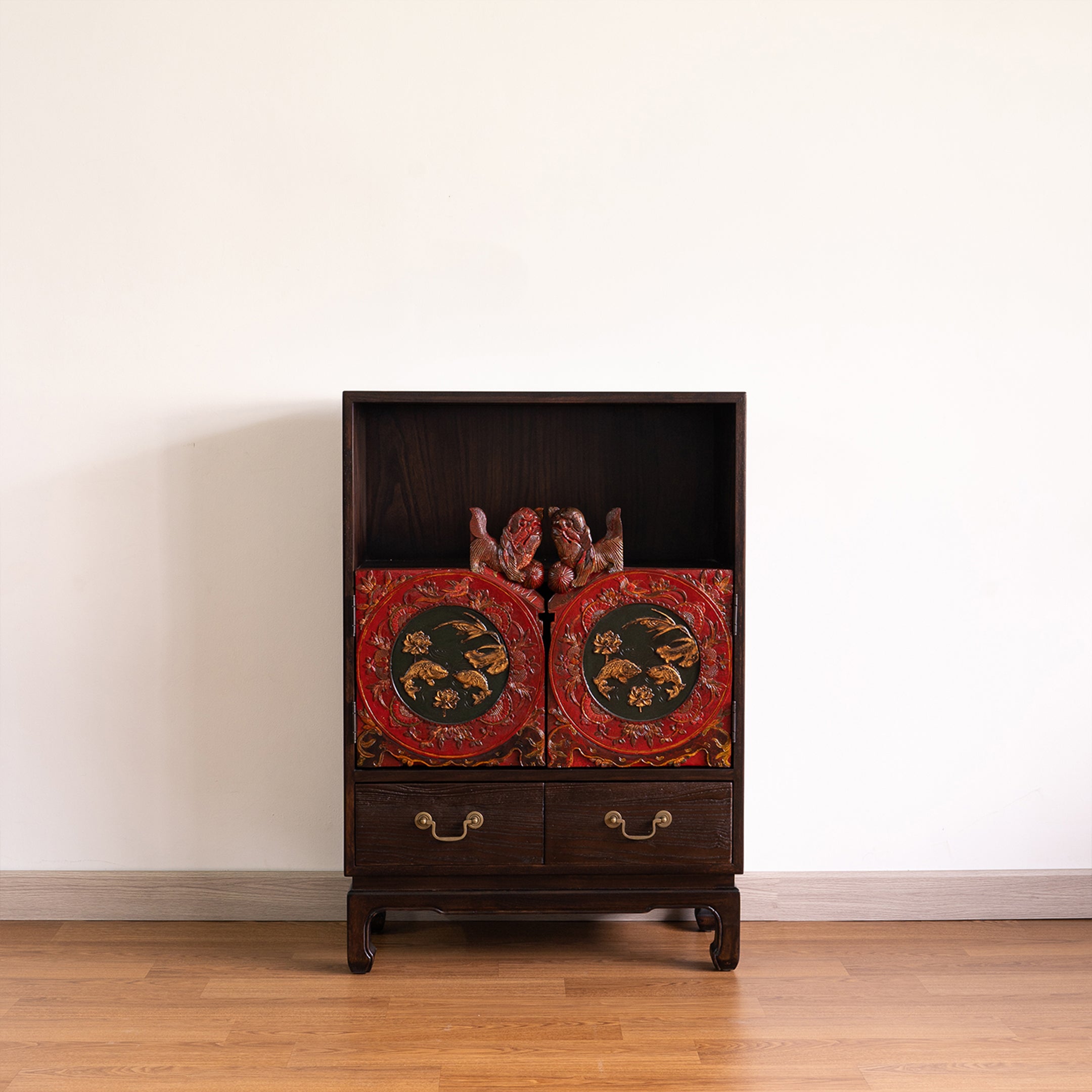 Two-Door Chinese Heritage Fish/Vase Cabinet