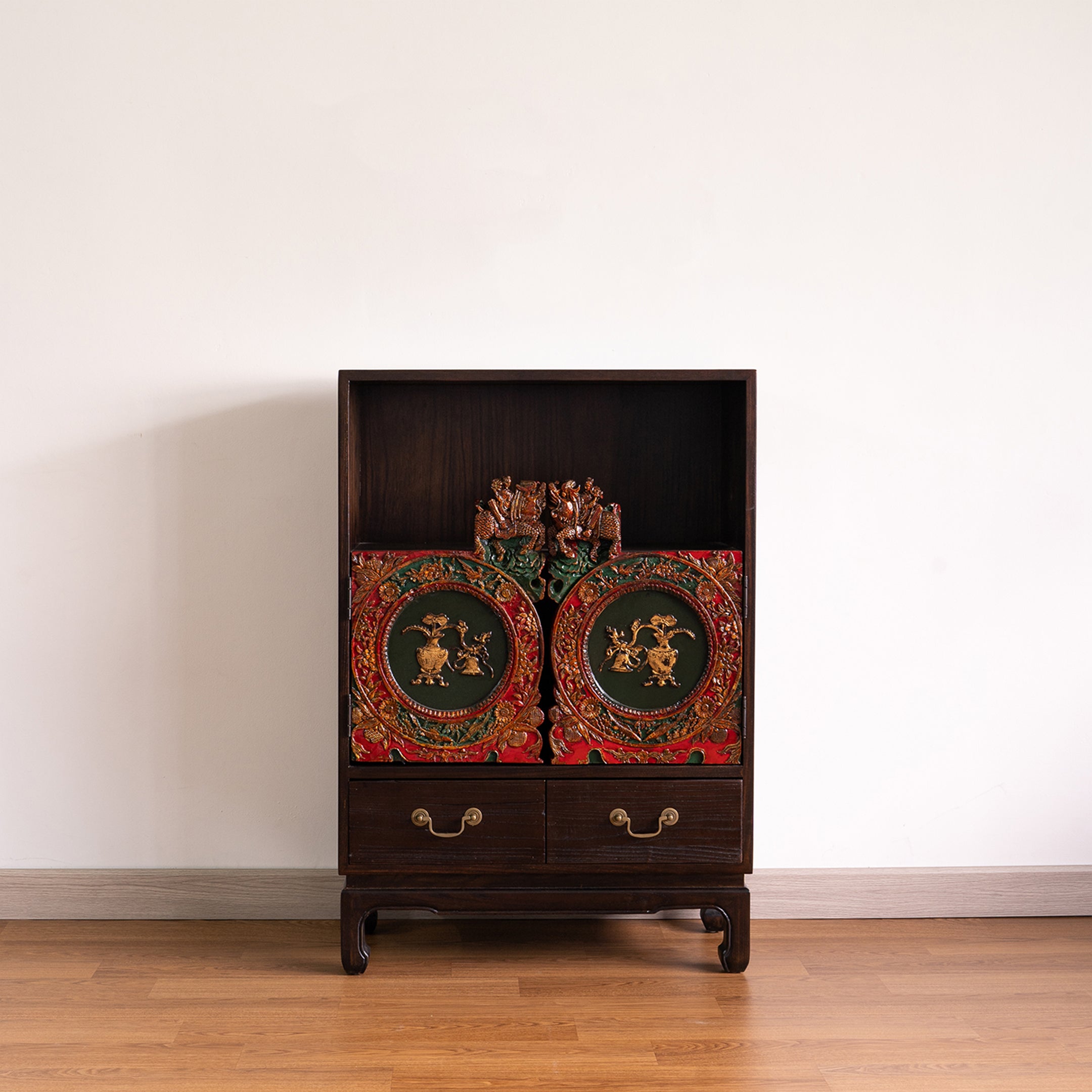 Two-Door Chinese Heritage Fish/Vase Cabinet