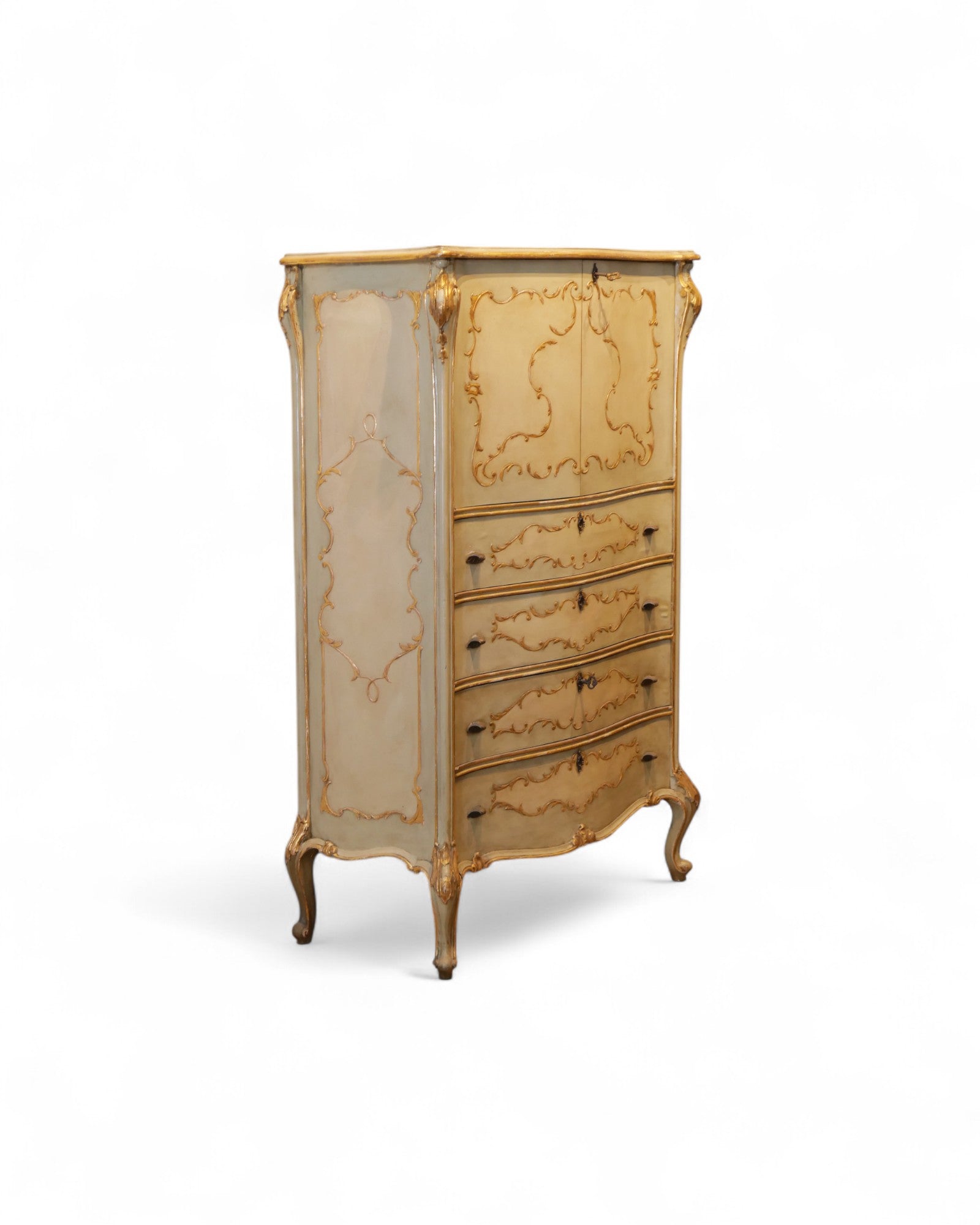 Rare Venetian Lacquered & Parcel-Gilt Secretaire
