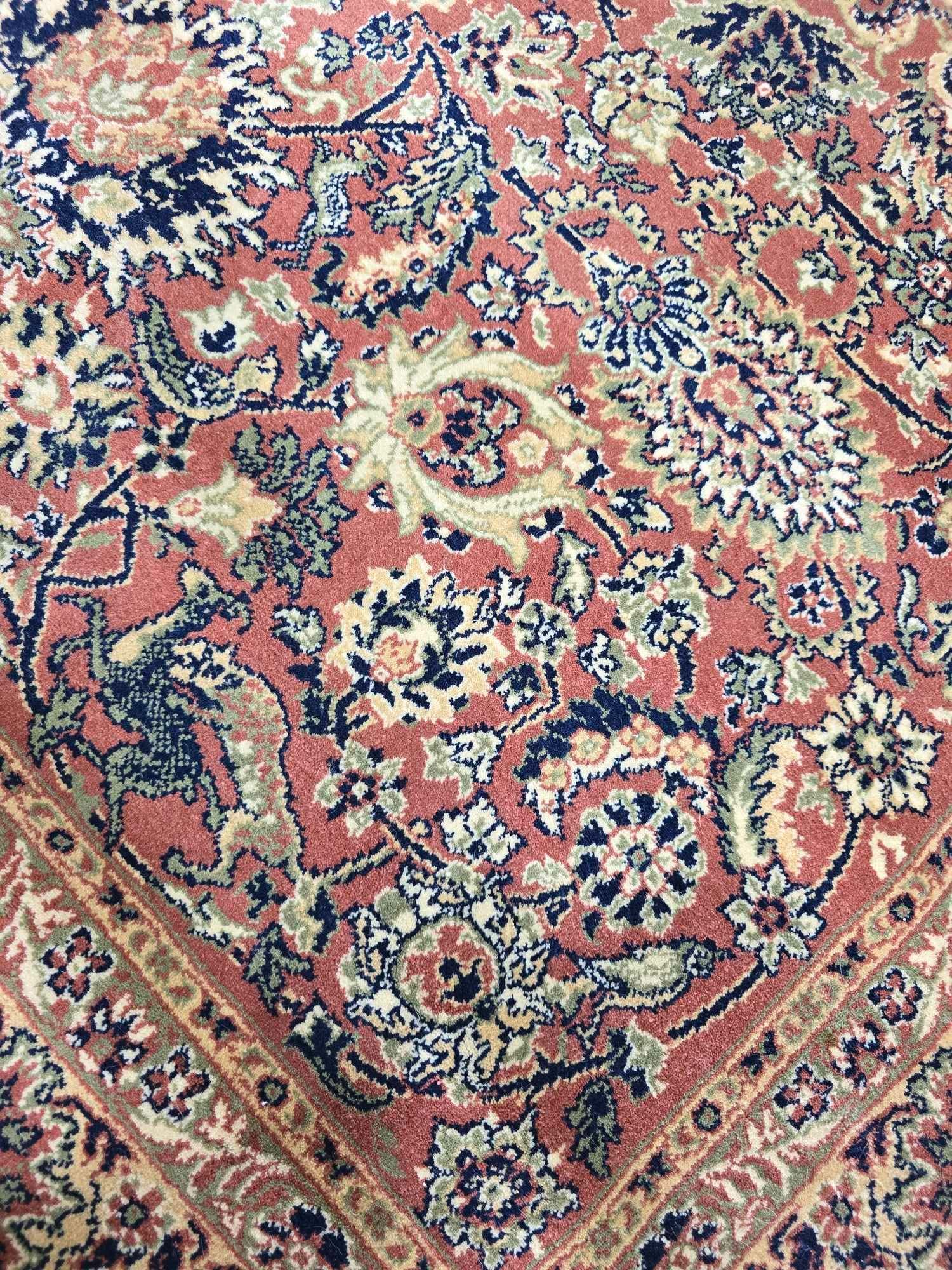 Belgian Floral Medallion Rug in Red & Ivory