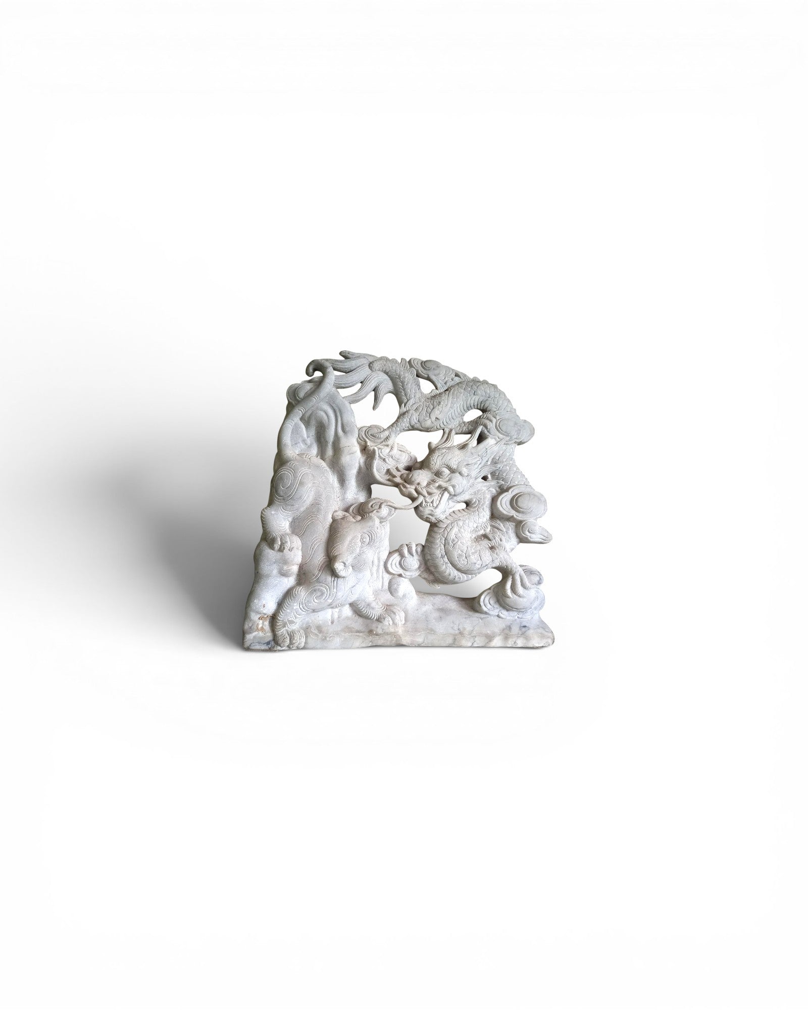Carved Marble Dragon & Qilin Sculpture