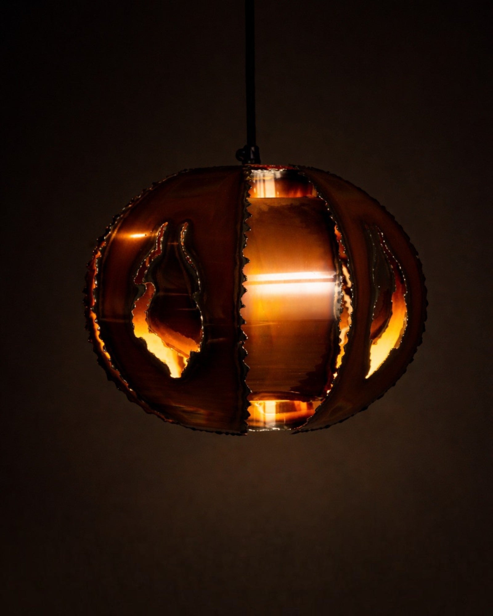 Brutalist copper lamp by Sven Aage Holm Sørensen