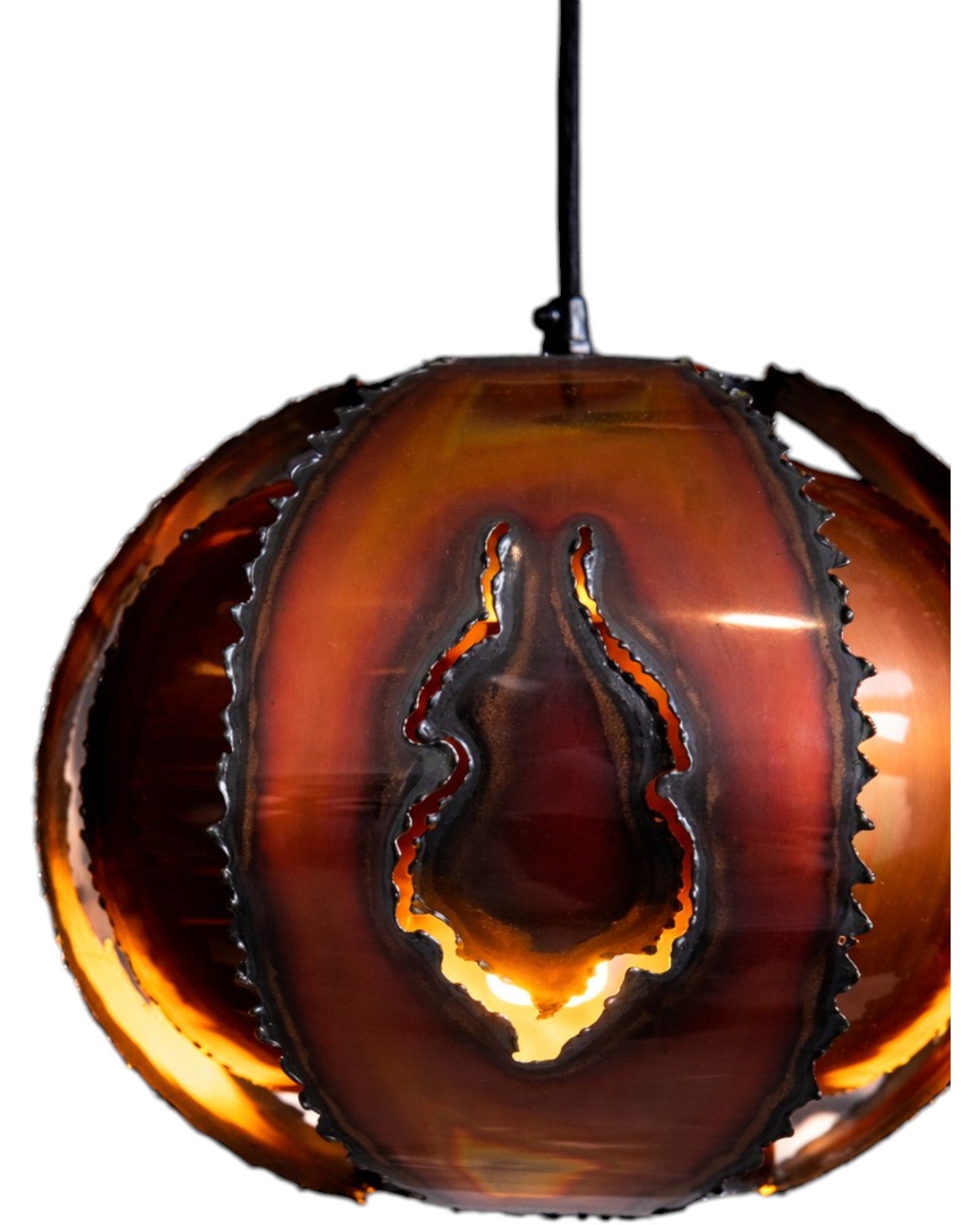 Brutalist copper lamp by Sven Aage Holm Sørensen