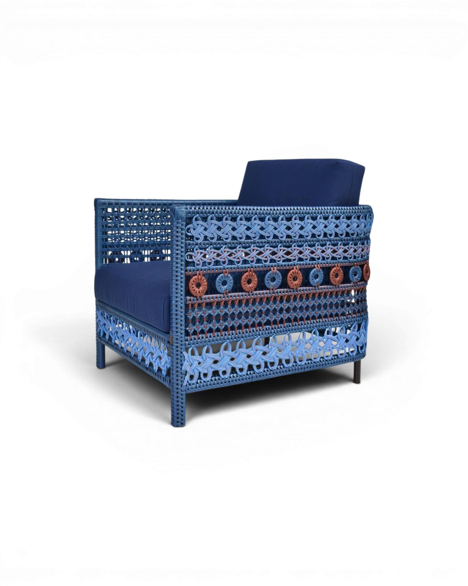 PE.ROY-RIENG Armchair - Blue / Copper