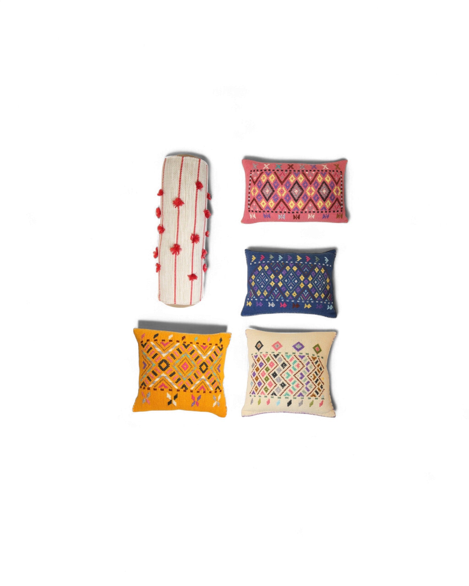 Hill Tribe Textile Cushions – Embroidered & Handwoven - Set of 5