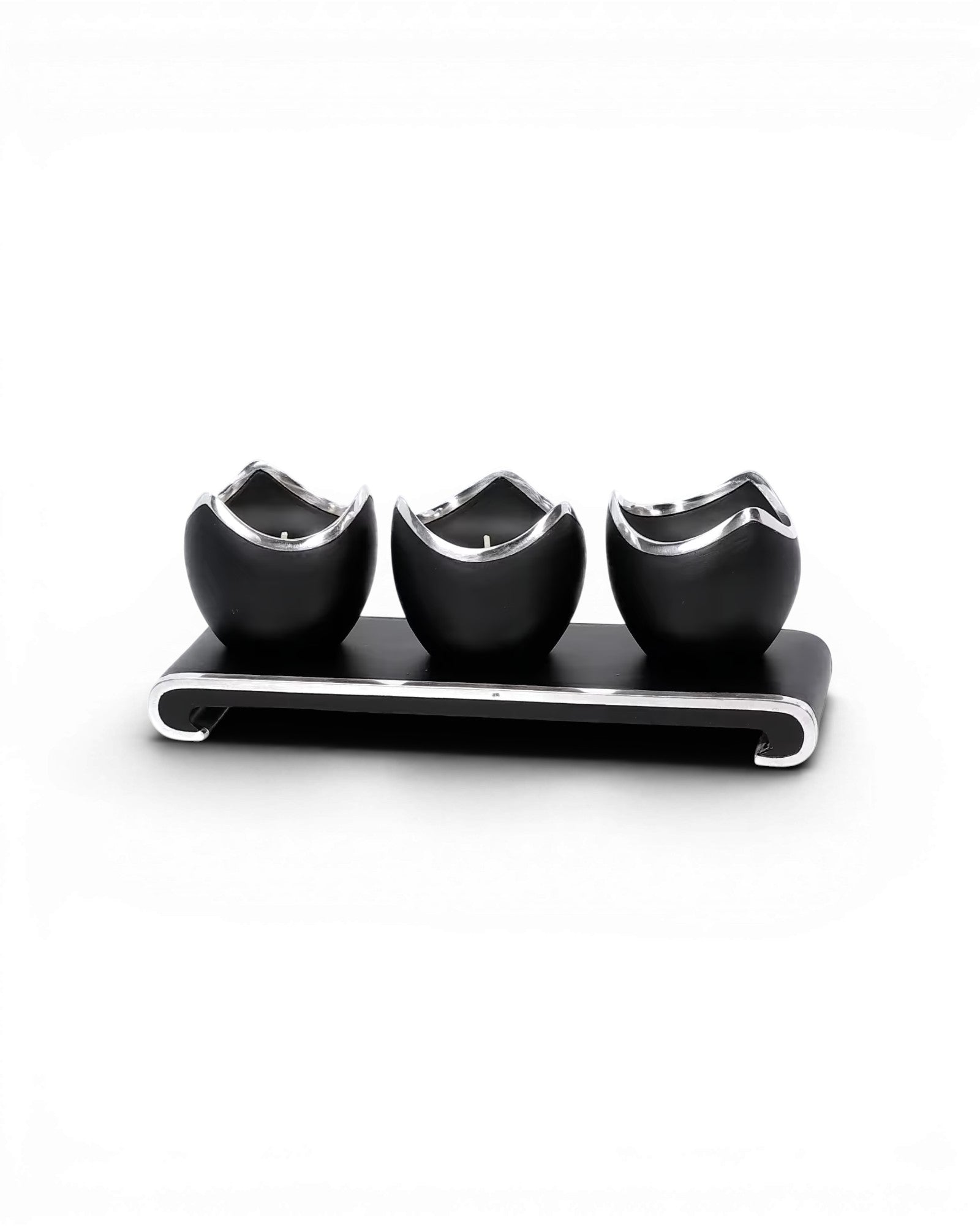 Black Ebony & Silver Tulips Candle Holder - Set of 3 - Surround Living - 7