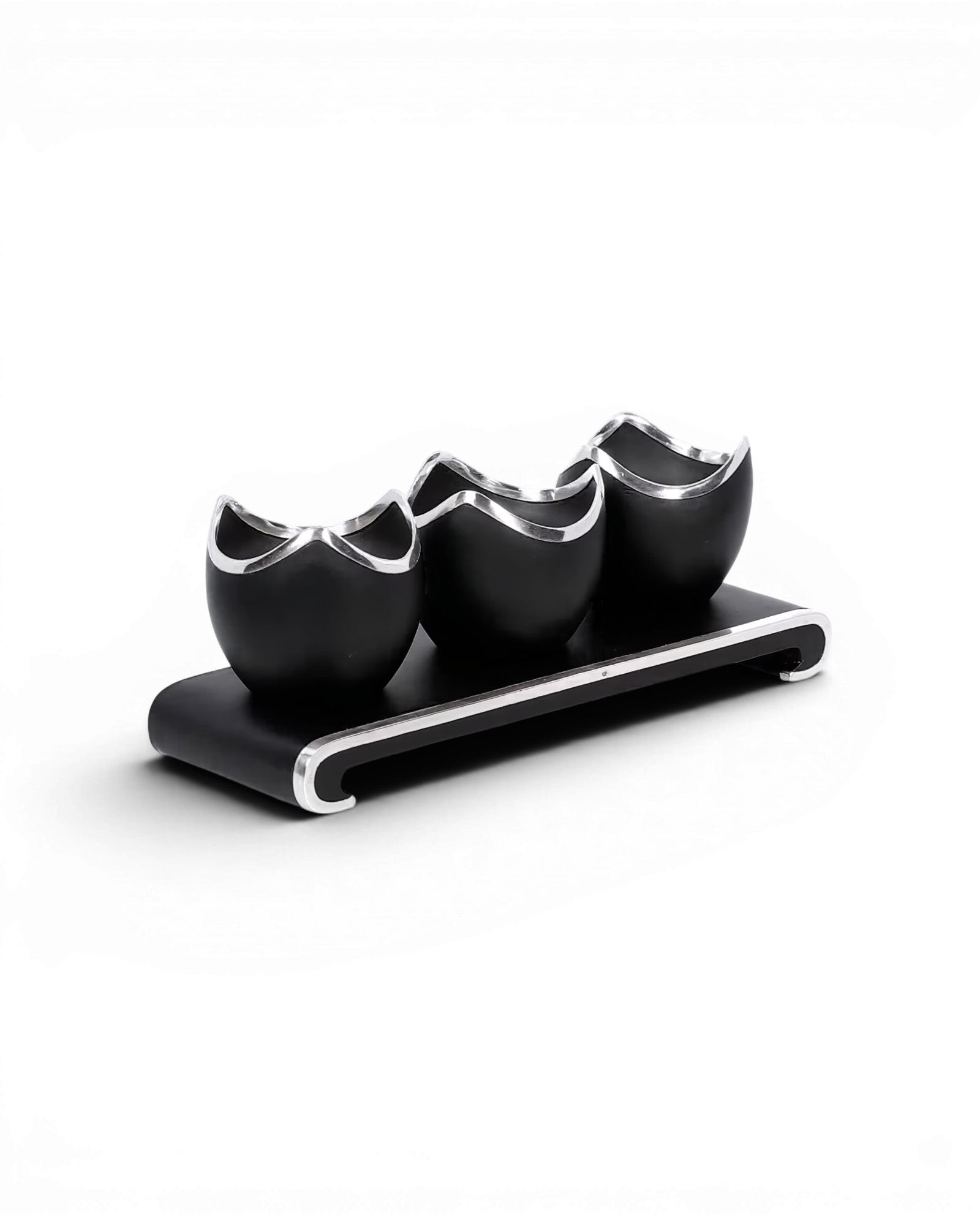 Black Ebony & Silver Tulips Candle Holder - Set of 3 - Surround Living - 8