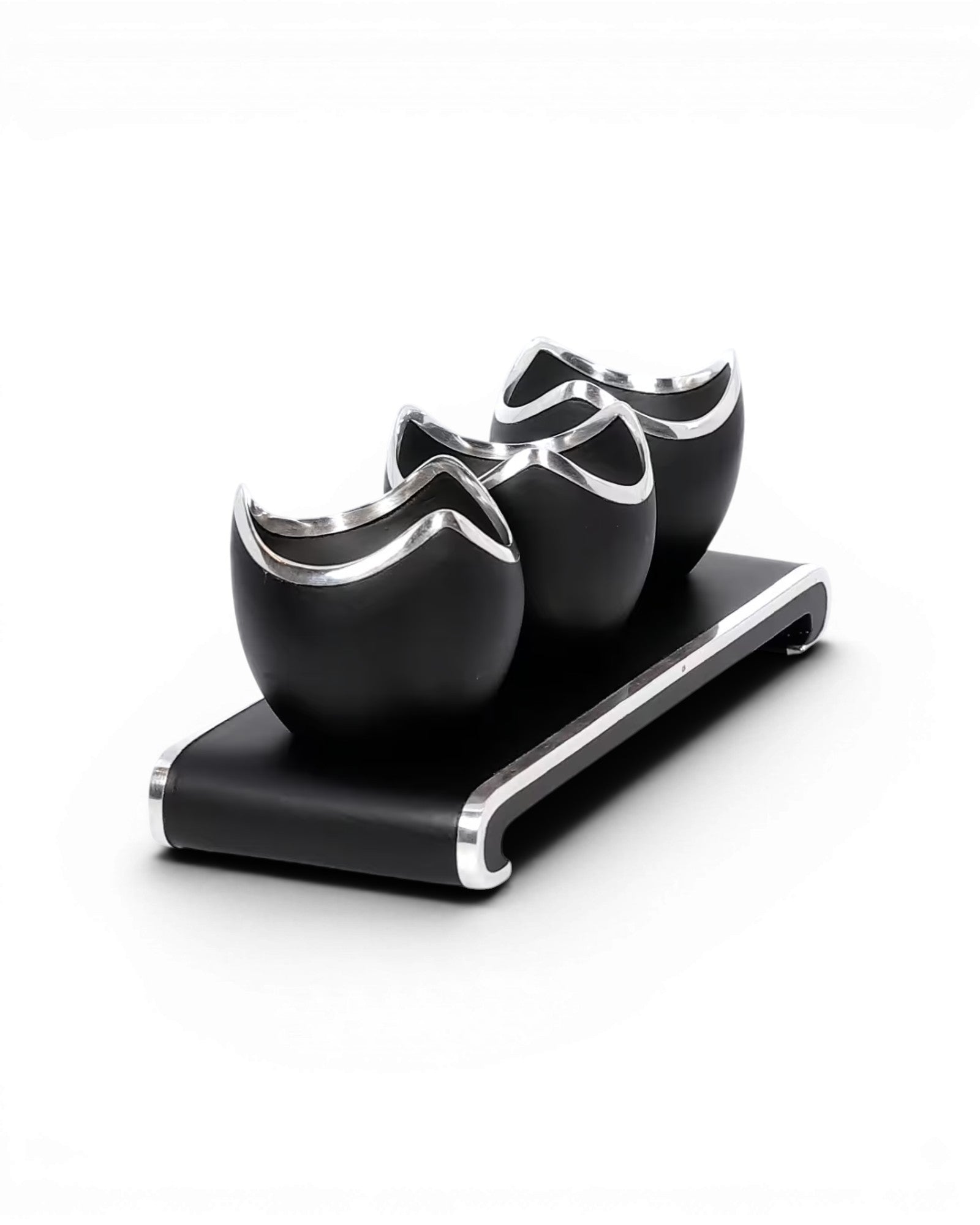 Black Ebony & Silver Tulips Candle Holder - Set of 3 - Surround Living - 9